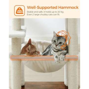 Feandrea Cat Tree, 54.3-Inch Modern Cat Tower for Indoor Cats, Multi-Level Cat Condo, Ultra-Soft Plush, Scratching Posts, Hammock, Removable, Washable Cushions, Rustic Brown UPCT164X01