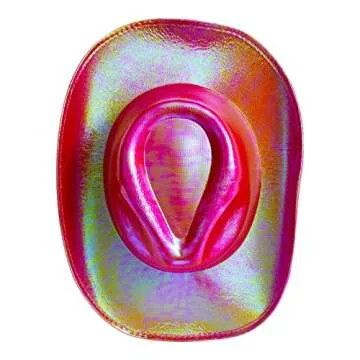 Juvolicious Pink Cowboy Hat - Sparkly Metallic Cowgirl Hat for Costume, Dress Up Birthday, Bachelorette Party Accessories (Adult Size, Hot Pink)