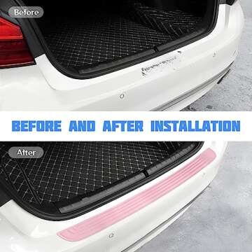8sanlione Car Rear Bumper Protector Guard, Anti-Scratch Abrasion Rubber Trunk Door Entry Sill Guard, Non-Slip Trim Cover Protection Strip, Car Accessories for Most Cars and SUV (Pink/35.4"x2.7")