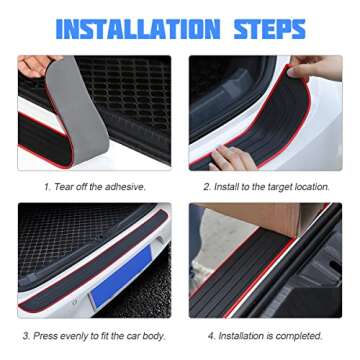 8sanlione Car Rear Bumper Protector Guard, Anti-Scratch Abrasion Rubber Trunk Door Entry Sill Guard, Non-Slip Trim Cover Protection Strip, Car Accessories for Most Cars and SUV (Pink/35.4"x2.7")