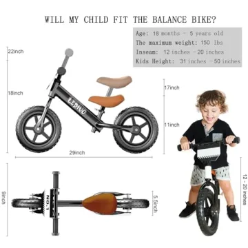 LEDIVO Toddler Balance Bike 12 Inch No Pedal Kids Bike