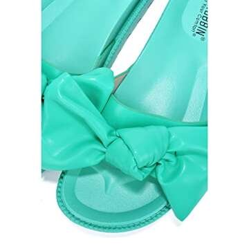 Cape Robbin Feelin Sandals Slides, Womens Summer Sandals Slip On with Bow, Stylish Women Sandals with Bow - Teal Size 11