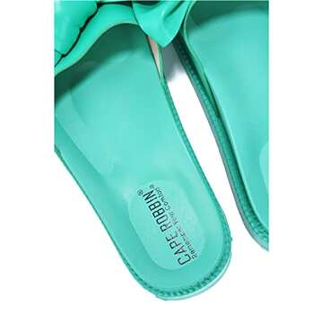 Cape Robbin Feelin Sandals Slides, Womens Summer Sandals Slip On with Bow, Stylish Women Sandals with Bow - Teal Size 11
