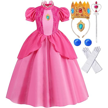 Princess Peach Costume for Girls Featuring Accessories