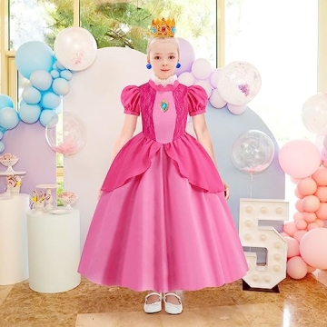 Princess Peach Costume for Girls Featuring Accessories