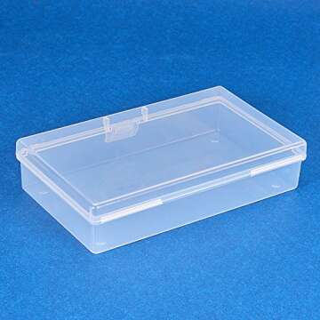 BENECREAT 6 Pack 5.2x3x1.18" Clear Plastic Box Clear Storage Case Collection Organizer Container with Hinged Lid for Organizing Small Parts Epoxy Resin Pendant Office Supplies