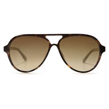 SOJOS Classic Polarized Aviator Sunglasses Womens Mens Retro Double Bridge Aviators SJ2201, Dark Tortoise/Brown
