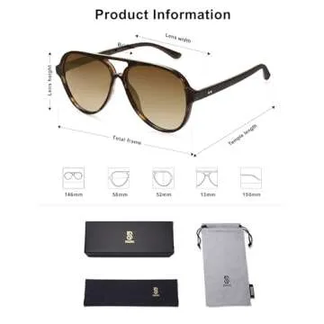SOJOS Classic Polarized Aviator Sunglasses Womens Mens Retro Double Bridge Aviators SJ2201, Dark Tortoise/Brown