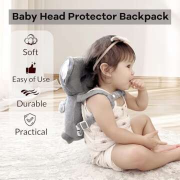 Raelitego Baby Head Protector Backpack for Falling Crawling and Walking Toddler Essentials Harness Infant Koala Toys Helmets Baby Lover Gifts for 0.5-3 Years 6-12 Months