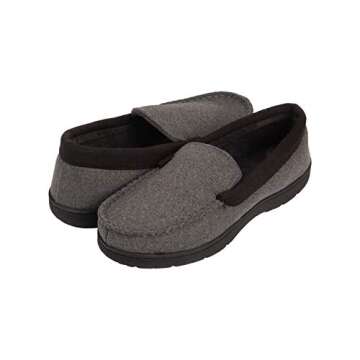 Hanes Men's Slippers House Shoes Moccasin Comfort Memory Foam Indoor Outdoor Fresh IQ , Charcoal , LG