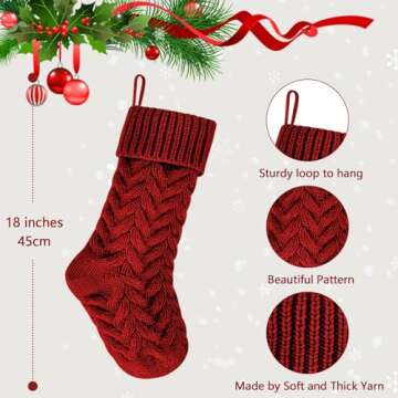 Unique Ivory White Knit Christmas Stockings Pack of 6