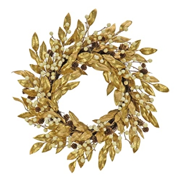 HGTV Home Collection Gold Laurel Wreath for Year-Round Use
