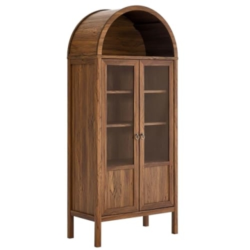 Stylish Walnut Tessa Tall Storage Display Cabinet