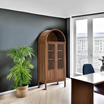 Stylish Walnut Tessa Tall Storage Display Cabinet