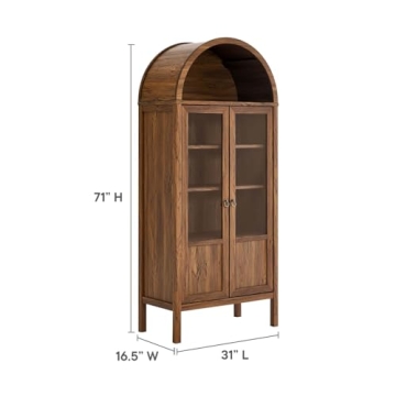 Stylish Walnut Tessa Tall Storage Display Cabinet