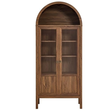Stylish Walnut Tessa Tall Storage Display Cabinet