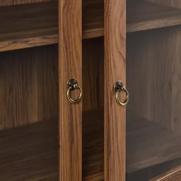 Stylish Walnut Tessa Tall Storage Display Cabinet