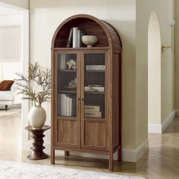 Stylish Walnut Tessa Tall Storage Display Cabinet