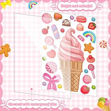 Fuutreo 36 Sheets Ice Cream Stickers Make Your Own Ice Cream Stickers Mix and Match DIY Summer Dessert Decor for Party Games