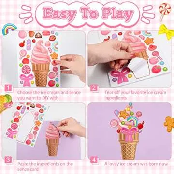 Fuutreo 36 Sheets Ice Cream Stickers Make Your Own Ice Cream Stickers Mix and Match DIY Summer Dessert Decor for Party Games