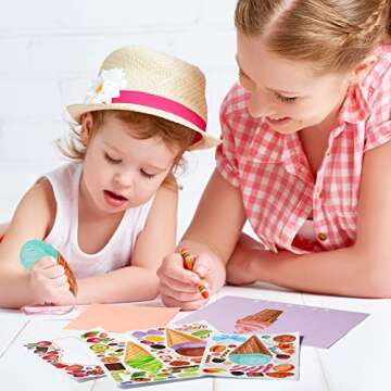 Fuutreo 36 Sheets Ice Cream Stickers Make Your Own Ice Cream Stickers Mix and Match DIY Summer Dessert Decor for Party Games