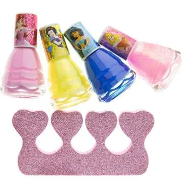 Townley Girl Disney Princess Non-Toxic Water-Based Peel-Off Quick Dry Nail Polish with Nail Separators|Gift Kit Set for Kids Girls|14 Pc Set - Perfect for Parties, Sleepovers and Makeovers
