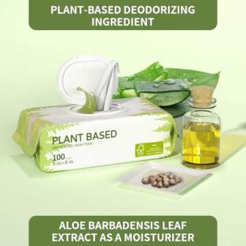 400 Unscented Dog Wipes for Paws and Butt Plant Based Hypoallergenic Pets Cleansing & Deodorizing An...