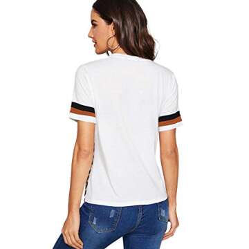 Floerns Women's Leopard Print Color Block T Shirts Short Sleeve Round Neck Tee Tops Black Multi L