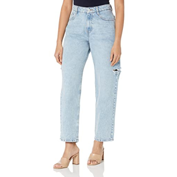 The Drop Women's Kasen Wide Leg Slit Denim Light Indigo