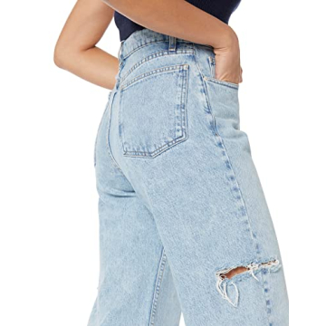 The Drop Women's Kasen Wide Leg Slit Denim Light Indigo