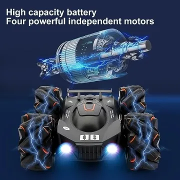 LTUXSK Remote Control Car Toy, Rechargeable Double Sided Driving Stunt RC Car for Boys,Exhaust Spray and Sound Effects RC Cars with LED Lights, 2.4Ghz All Terrain Electric Cars Gifts for Kids