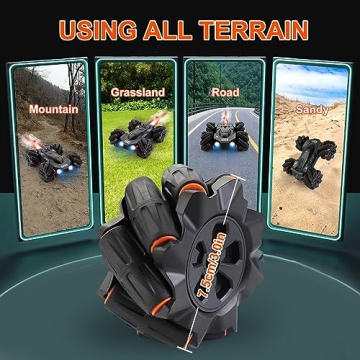 LTUXSK Remote Control Car Toy, Rechargeable Double Sided Driving Stunt RC Car for Boys,Exhaust Spray and Sound Effects RC Cars with LED Lights, 2.4Ghz All Terrain Electric Cars Gifts for Kids