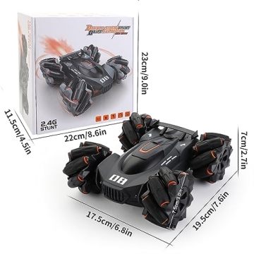 LTUXSK Remote Control Car Toy, Rechargeable Double Sided Driving Stunt RC Car for Boys,Exhaust Spray and Sound Effects RC Cars with LED Lights, 2.4Ghz All Terrain Electric Cars Gifts for Kids