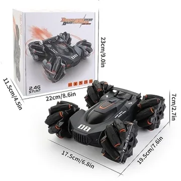 LTUXSK Remote Control Car Toy, Rechargeable Double Sided Driving Stunt RC Car for Boys,Exhaust Spray and Sound Effects RC Cars with LED Lights, 2.4Ghz All Terrain Electric Cars Gifts for Kids