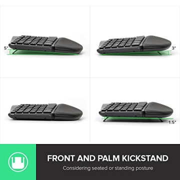 DeLUX Wireless Ergonomic Keyboard with Cushioned Palm Rest