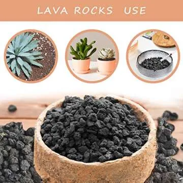 CARURBODY Black Lava Rocks for Plants -100% Pure Volcanic Rock No Dyes or Chemicals-Best Lava Stones Top Dressing for Cacti Succulents Plants,Bonsai