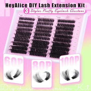 HeyAlice Fluffy Lash Clusters 60 80 100D Eyelash Clusters D Curl Individual Lashes Fluffy Cluster Lashes 10-18mm Lash Extension Thick Cluster Eyelash Extensions Not Kit