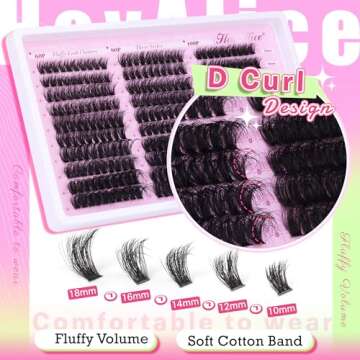 HeyAlice Fluffy Lash Clusters 60 80 100D Eyelash Clusters D Curl Individual Lashes Fluffy Cluster Lashes 10-18mm Lash Extension Thick Cluster Eyelash Extensions Not Kit