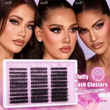 HeyAlice Fluffy Lash Clusters 60 80 100D Eyelash Clusters D Curl Individual Lashes Fluffy Cluster Lashes 10-18mm Lash Extension Thick Cluster Eyelash Extensions Not Kit