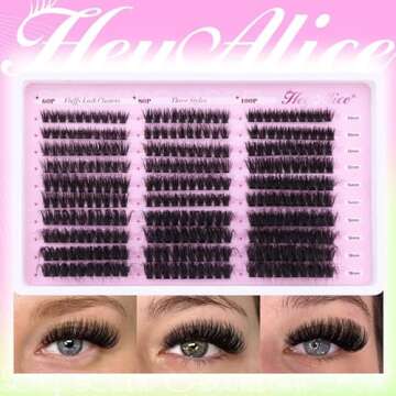 HeyAlice Fluffy Lash Clusters 60 80 100D Eyelash Clusters D Curl Individual Lashes Fluffy Cluster Lashes 10-18mm Lash Extension Thick Cluster Eyelash Extensions Not Kit
