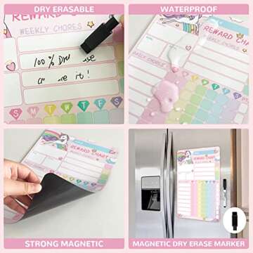 Engaging Unicorn Magnetic Chore Chart for Kids' Responsibilities