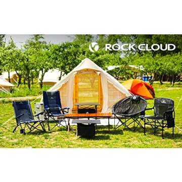 ROCK CLOUD Folding Camping Table Aluminum Portable Roll-Up Picnic Table 4-6 Person for BBQ Backyard Patio Party, 48x24 in, Wood Grain