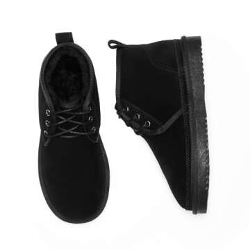 DREAM PAIRS Women's Ankle Winter Boots Genuine Suede Leather Faux Fur Lace Up Snow Warm Comfort Cozy...