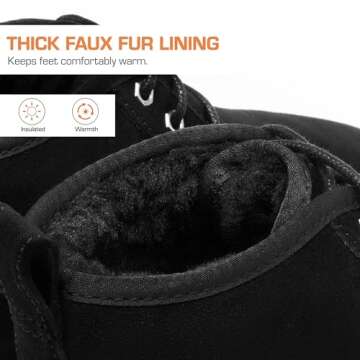 DREAM PAIRS Women's Ankle Winter Boots Genuine Suede Leather Faux Fur Lace Up Snow Warm Comfort Cozy Short Booties FuzzyGo Women's Cozy,Size 8,Black,SDSB2406W