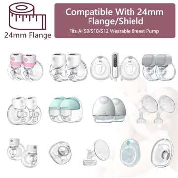 Flange Inserts 17mm for Momcozy S9/S9pro/S10/S12/S12pro/Medela/Tsrete/Spectra/Bellababy etc 24mm Wearable Breast Pump, Reduce 24mm Tunnel Down to Correct Size - 6PCS