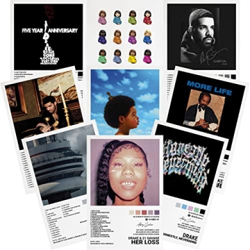 Drake Album Cover Posters Set of 9 - Vibrant Music Wall Art for Teens & Girls