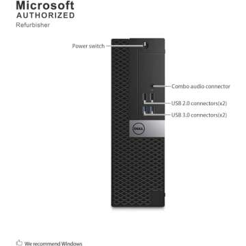 Dell Optiplex 5050 SFF PC Desktop Computer PC Setup, 24" FHD Monitor, Intel Core i5-6500 3.2GHz Up to 3.6GHz, 16GB RAM, 256GB SSD, RGB Keyboard, Mouse, DP Cable, Win 10 Pro(Renewed)