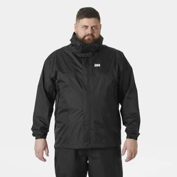 Helly Hansen Men's Loke Waterproof Windproof Breathable Rain Jacket, 990 Black, Large
