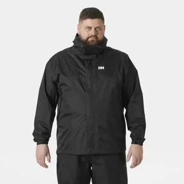 Helly Hansen Men's Loke Waterproof Windproof Breathable Rain Jacket, 990 Black, Large