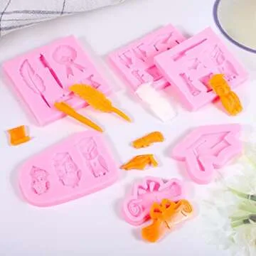 6 Pack Graduation Fondant Molds for Creative Cake Decor